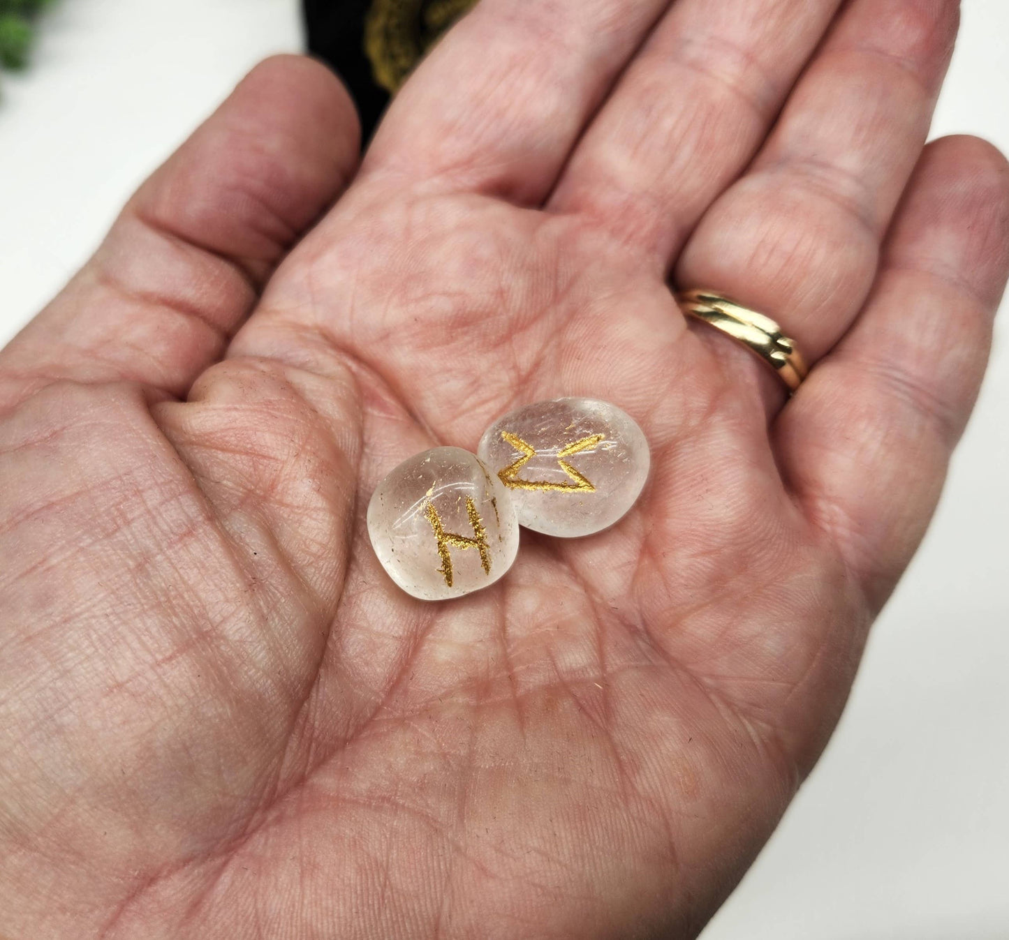 Clear Quartz Rune Set with Velvet Pouch & Info Card