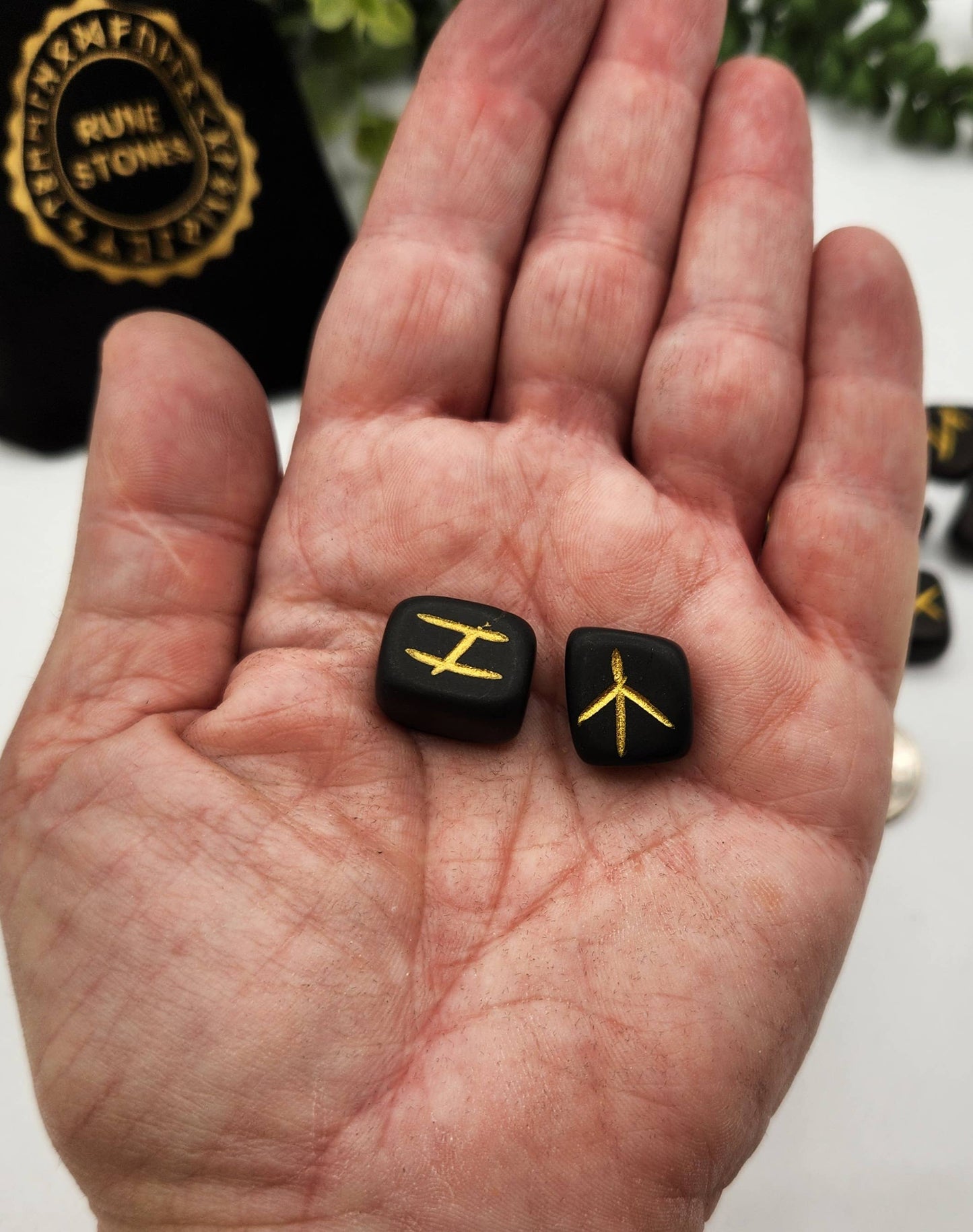 Shungite Rune Set with Velvet Pouch & Info Card