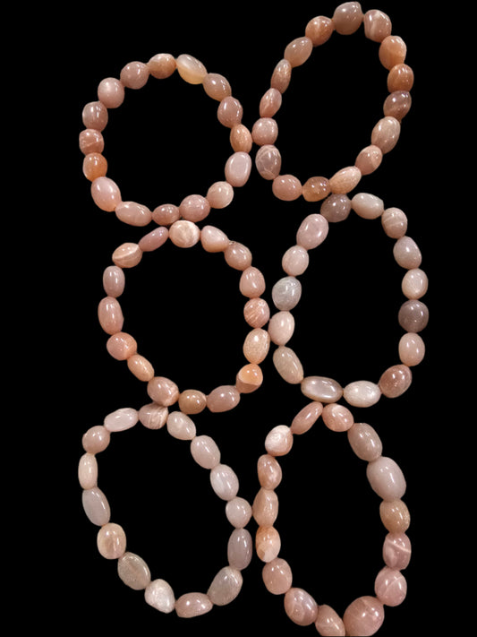 Peach Moonstone Tumble Stretch Bracelet