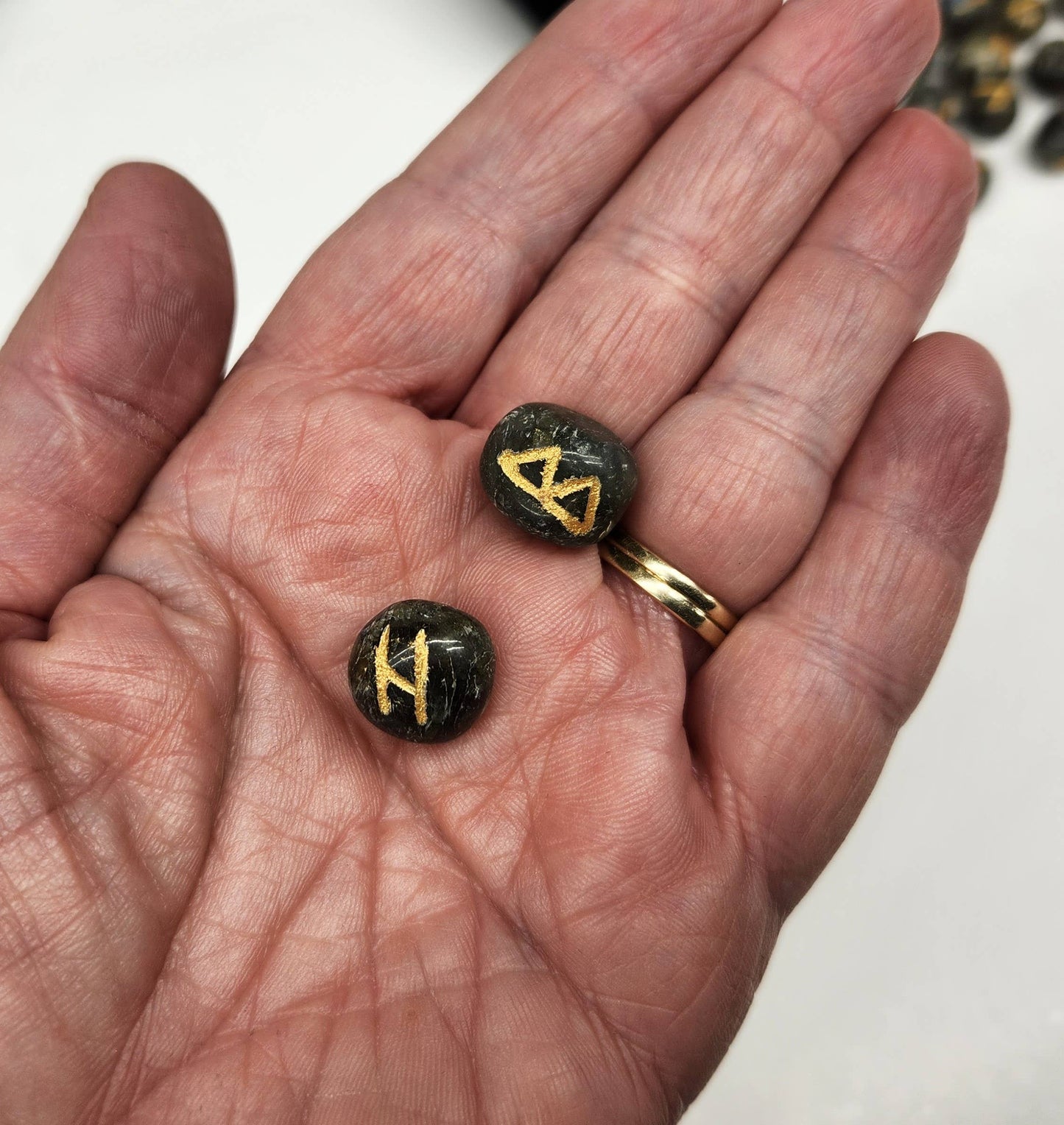 Labradorite Rune Set with Velvet Pouch & Info Card