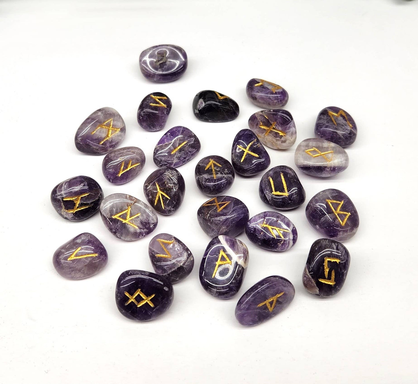Chevron Amethyst Rune Set with Velvet Pouch & Info Card