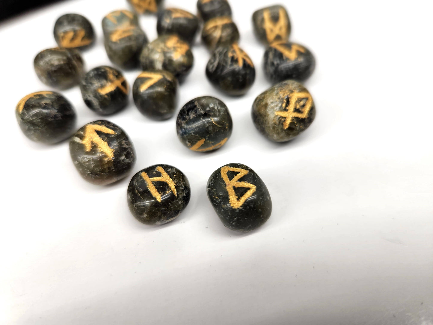 Labradorite Rune Set with Velvet Pouch & Info Card