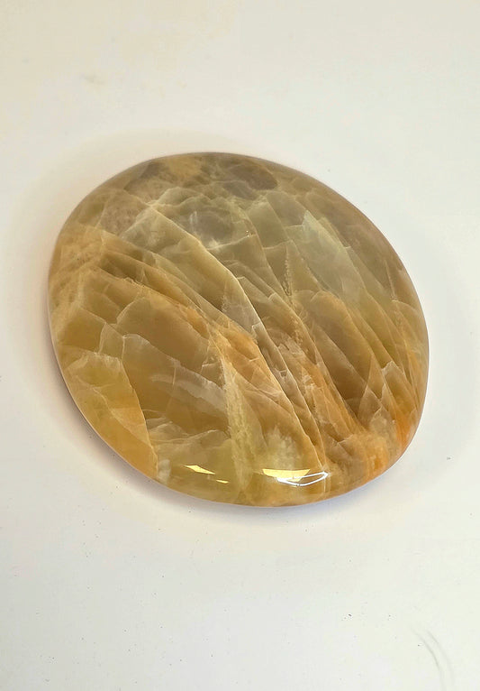 Peach Moonstone Palm Stone